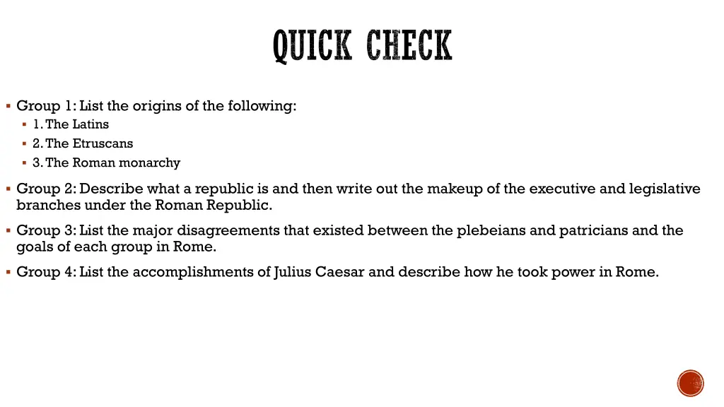 group 1 list the origins of the following