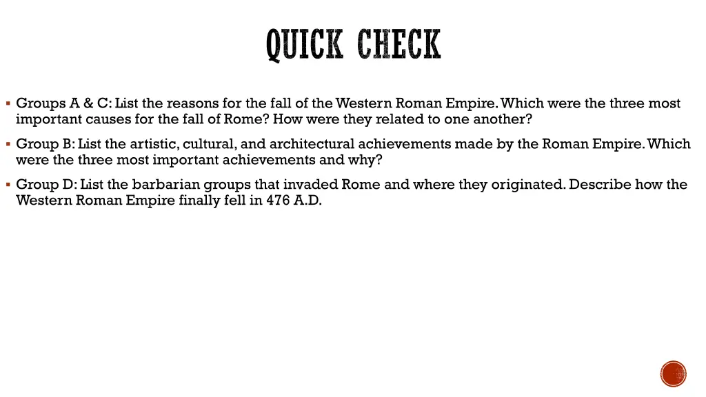 groups a c list the reasons for the fall