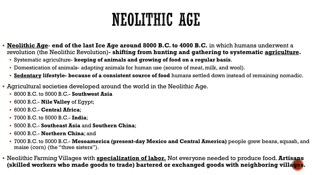 neolithic age end of the last ice age around 8000