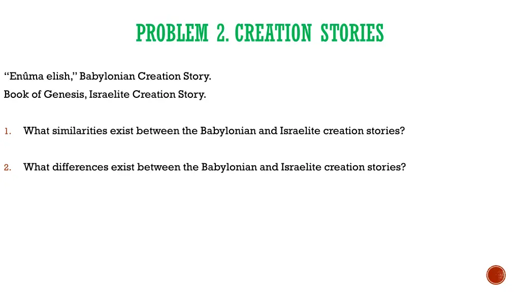 problem 2 creation stories