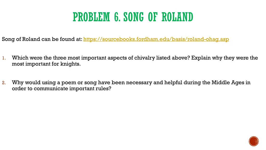 problem 6 song of roland