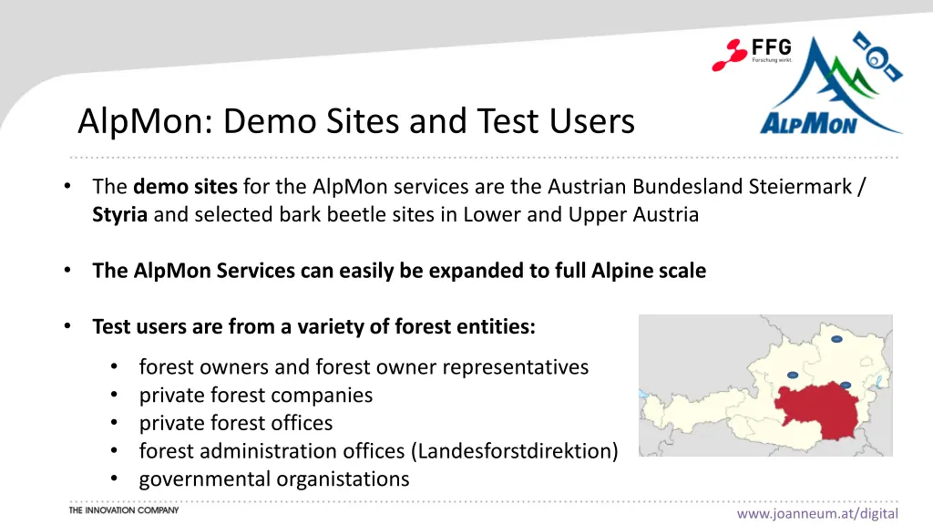 alpmon demo sites and test users
