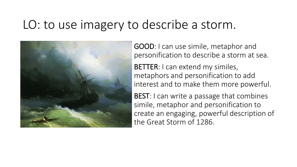 lo to use imagery to describe a storm