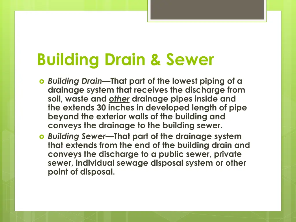 building drain sewer