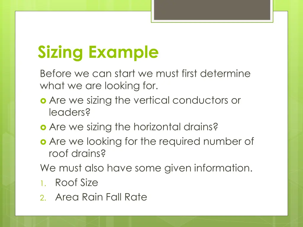 sizing example