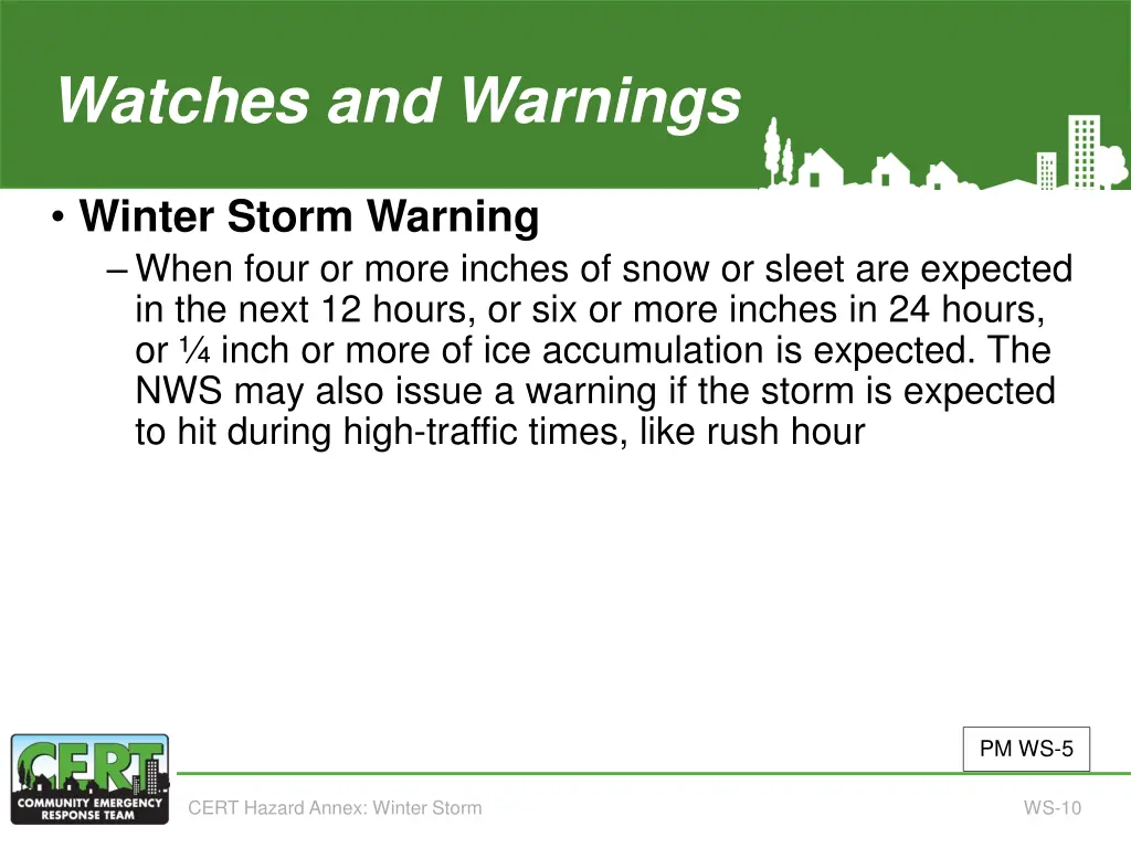 watches and warnings continued
