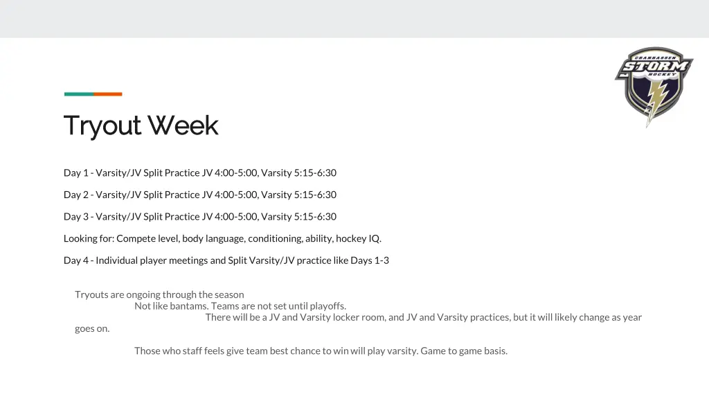 tryout week tryout week