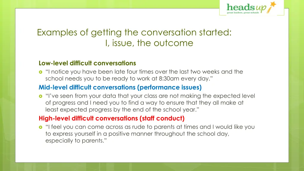 examples of getting the conversation started