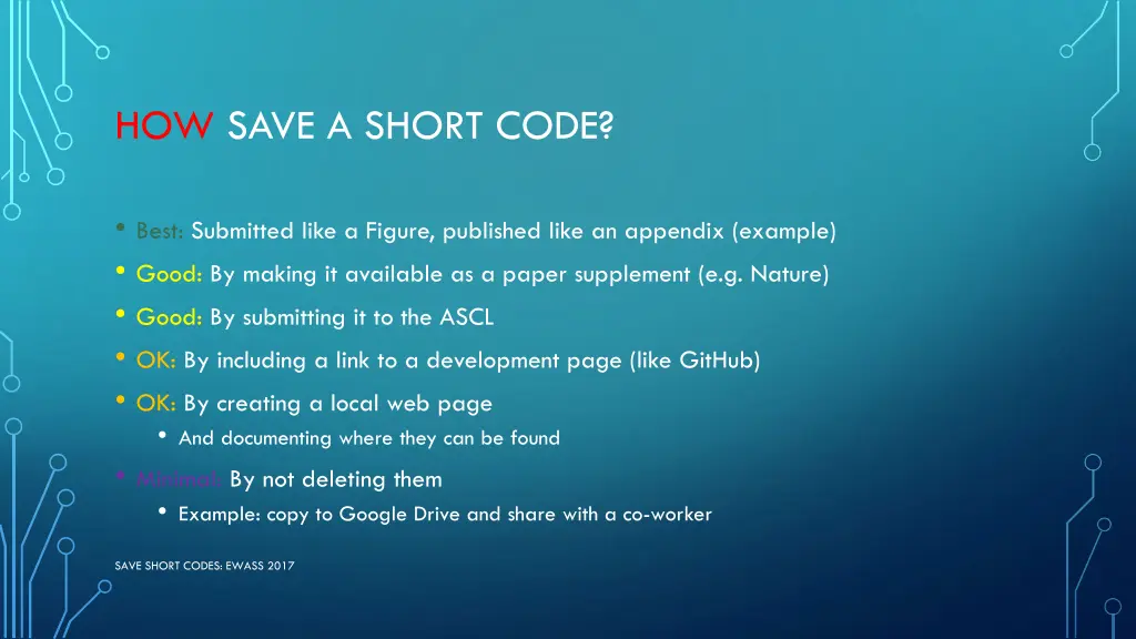 how save a short code
