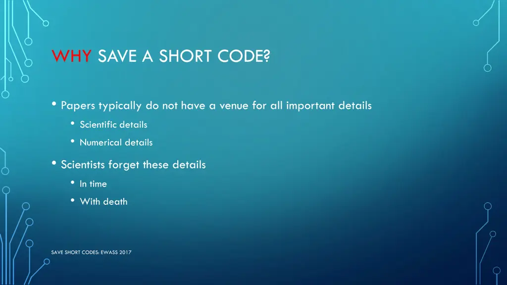 why save a short code 1
