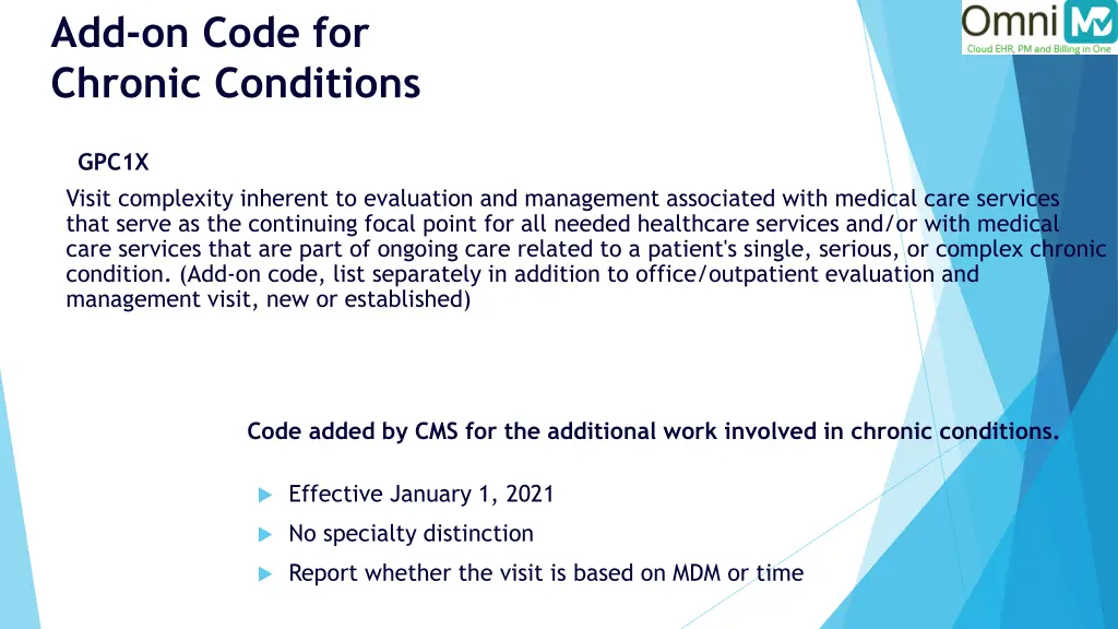 add on code for chronic conditions