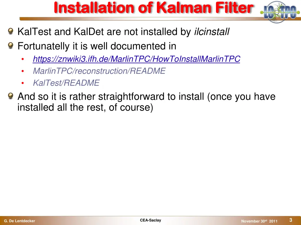 installation of kalman filter installation