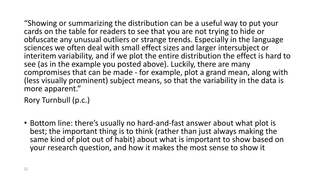 showing or summarizing the distribution