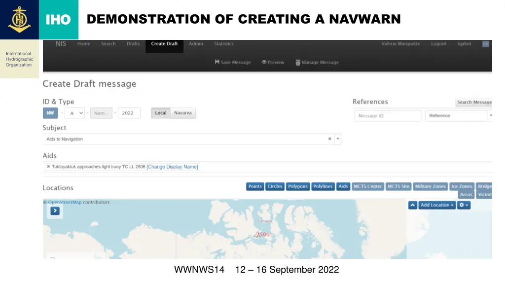 demonstration of creating a navwarn