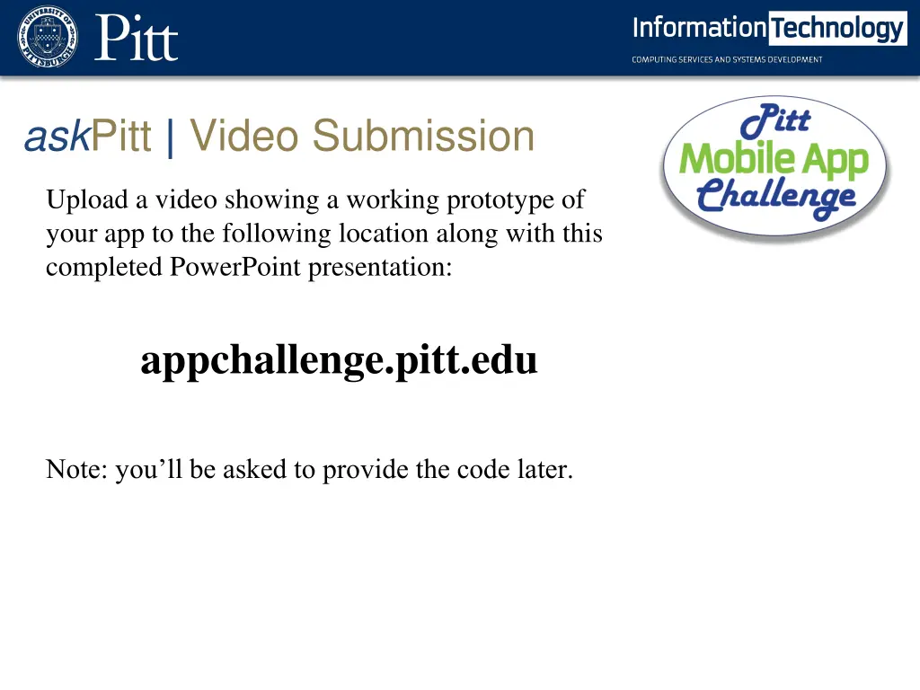 ask pitt video submission
