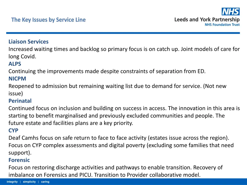 liaison services increased waiting times