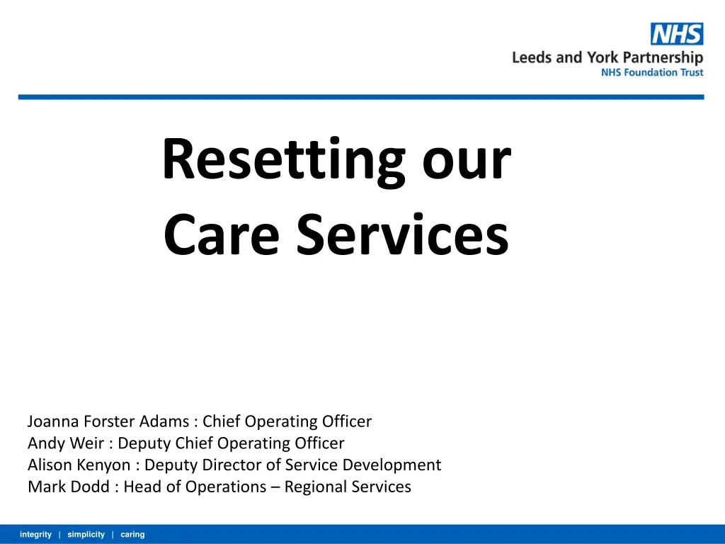 resetting our care services