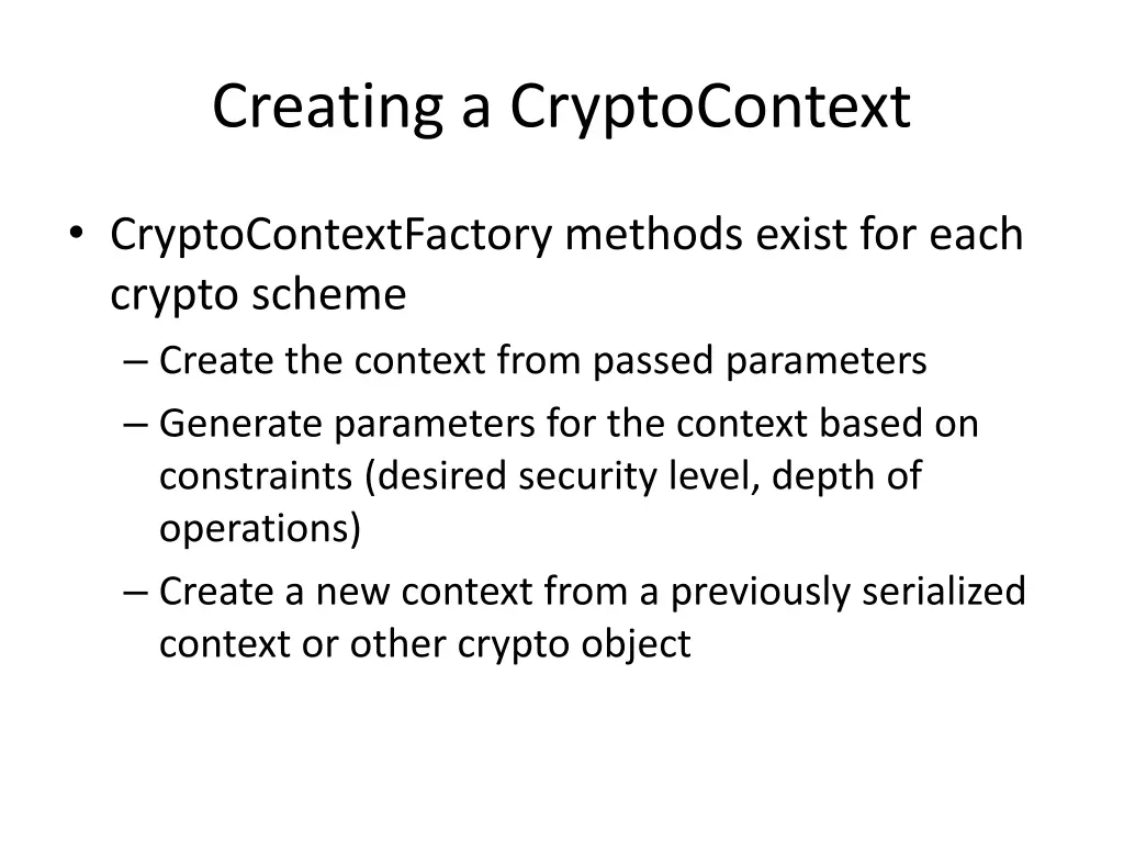 creating a cryptocontext