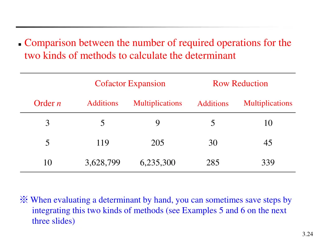 comparison between the number of required