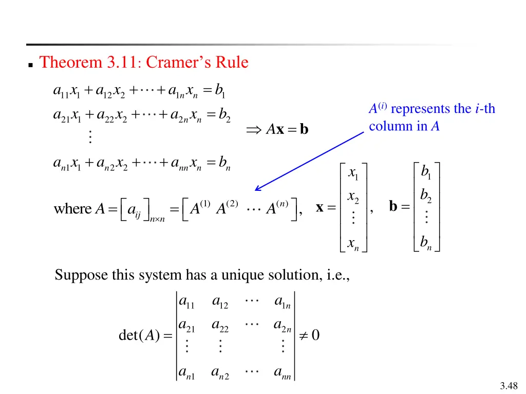 theorem 3 11 cramer s rule