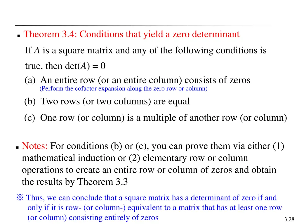 theorem 3 4 conditions that yield a zero