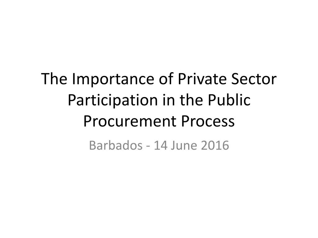 the importance of private sector participation