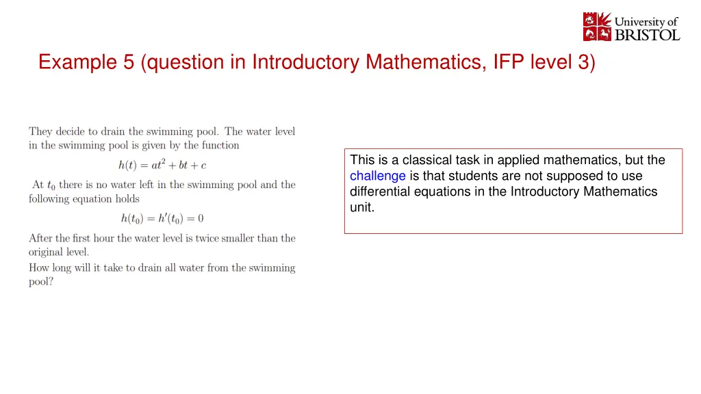 example 5 question in introductory mathematics