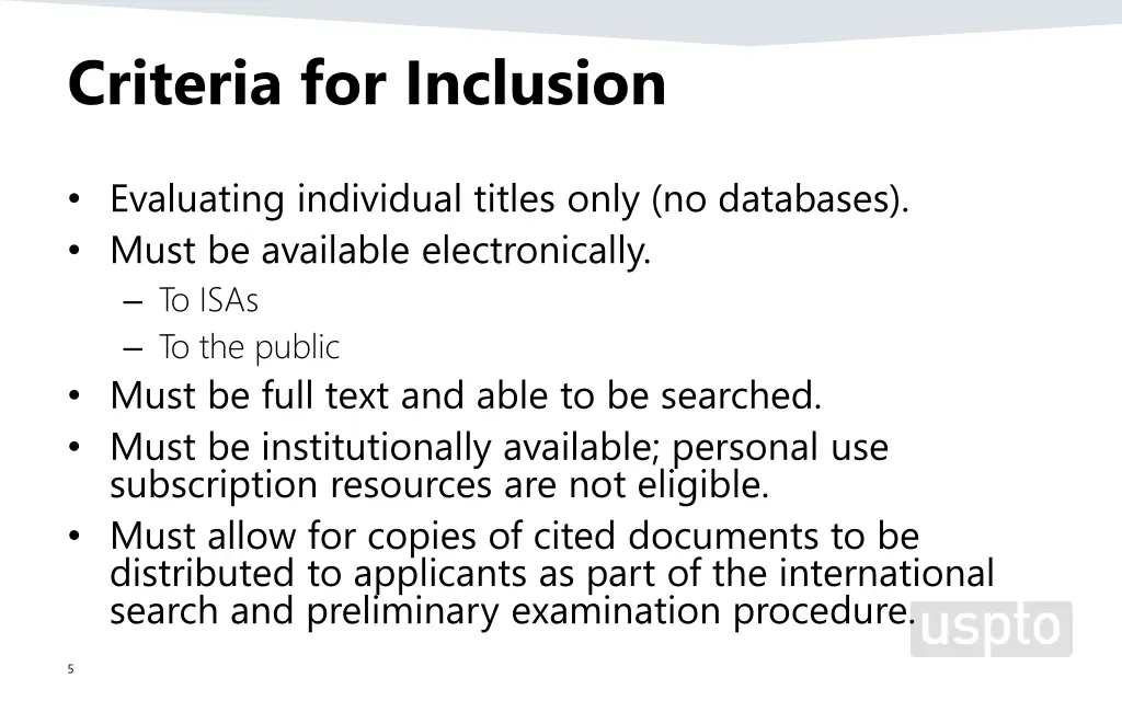 criteria for inclusion