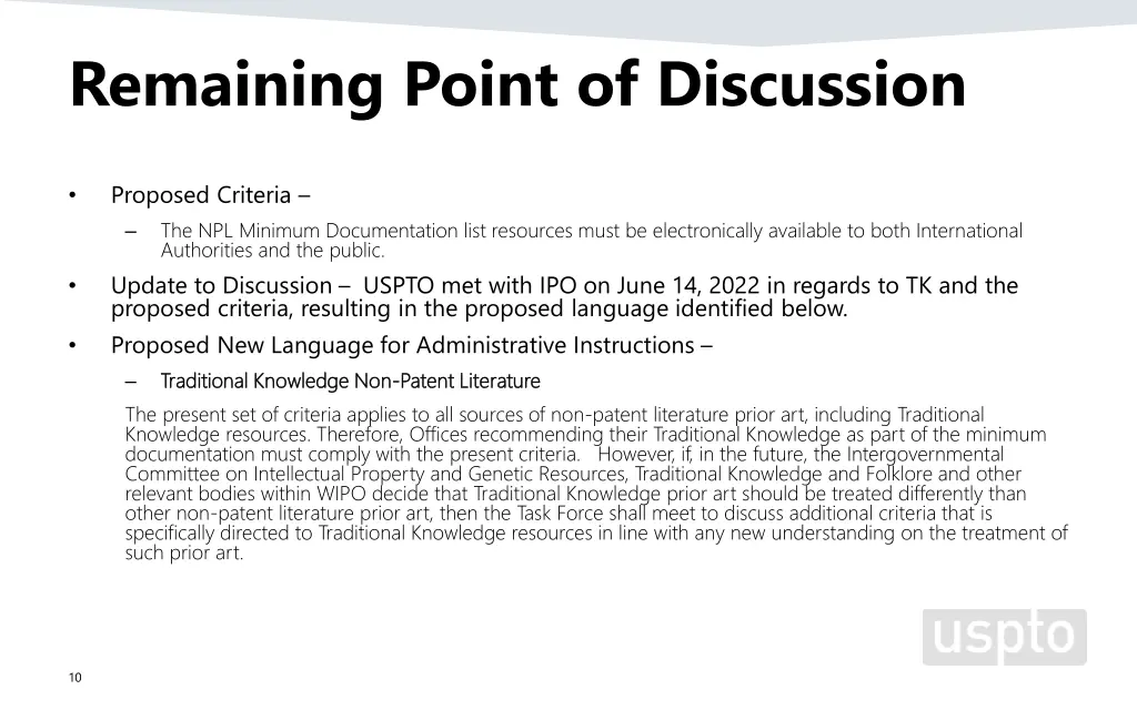remaining point of discussion