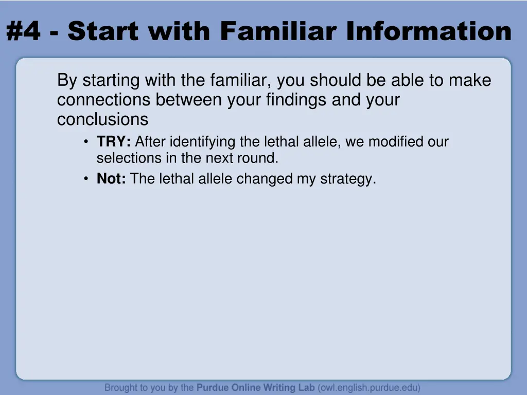 4 start with familiar information
