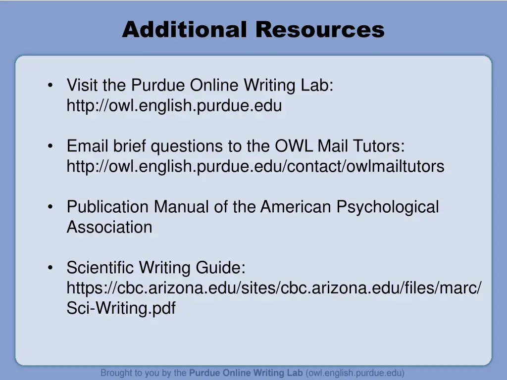 additional resources