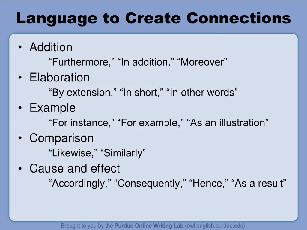 language to create connections
