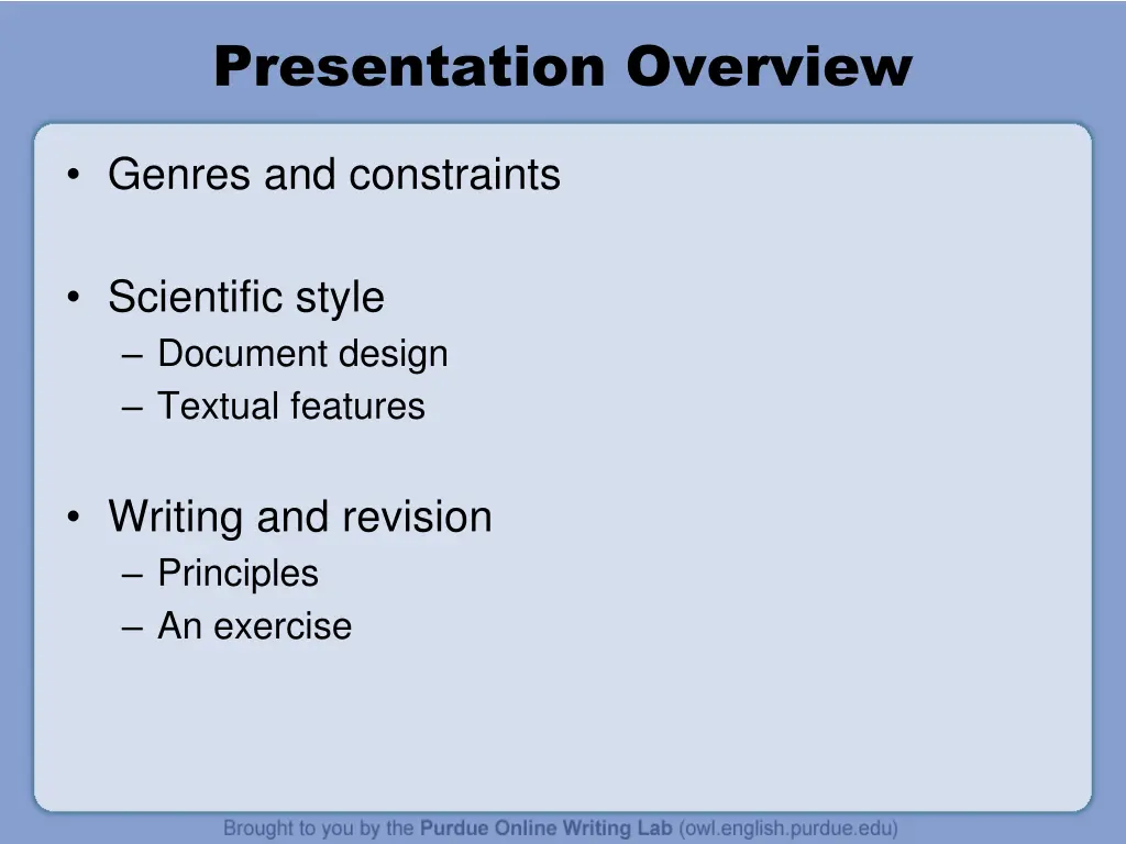 presentation overview