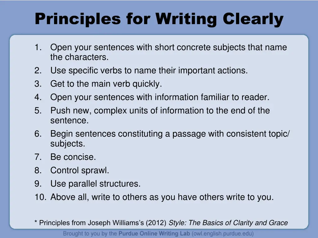 principles for writing clearly