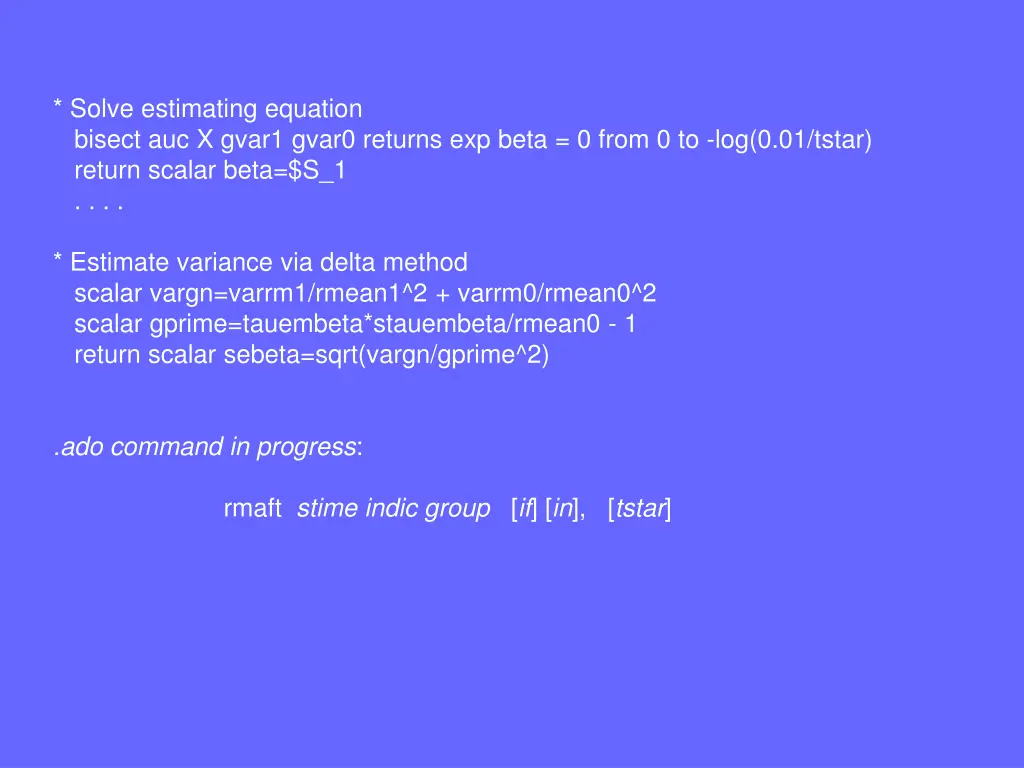 solve estimating equation bisect auc x gvar1