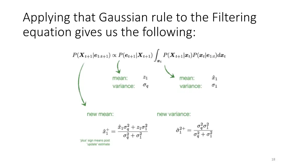 applying that gaussian rule to the filtering