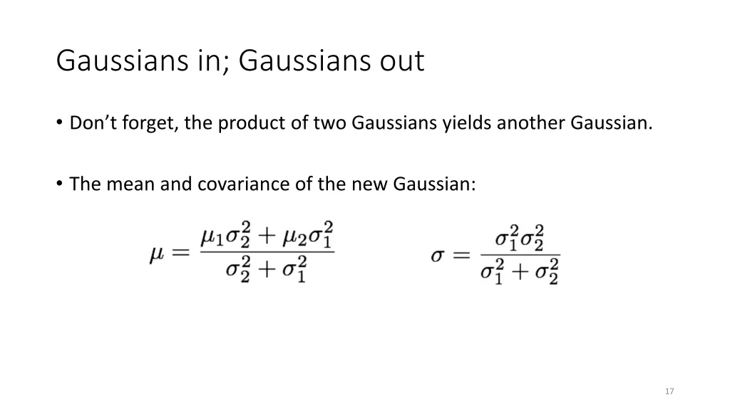 gaussians in gaussians out 2