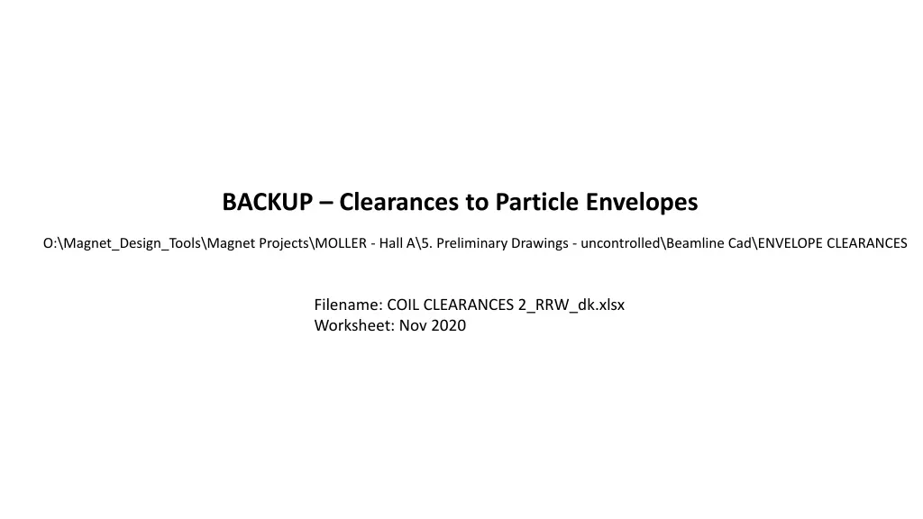 backup clearances to particle envelopes
