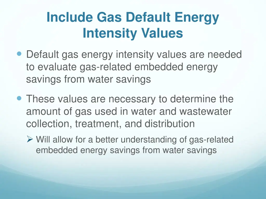 include gas default energy intensity values
