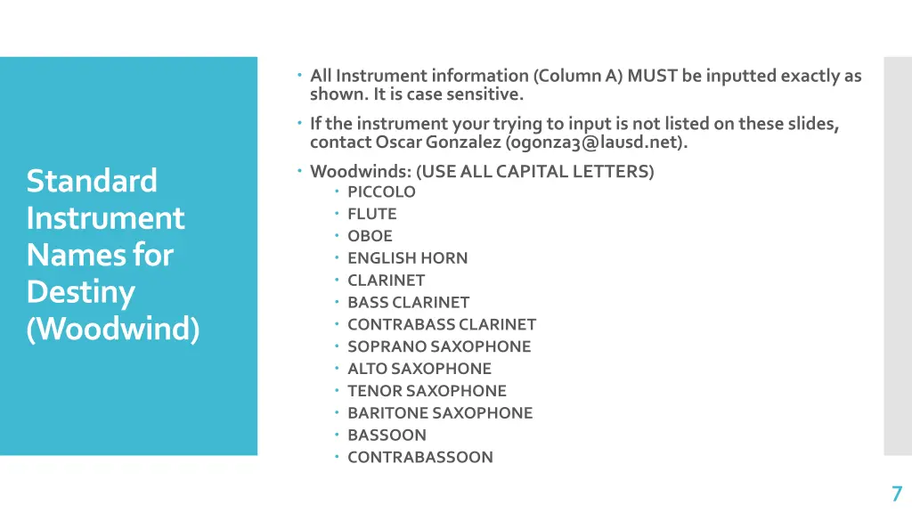 all instrument information column a must