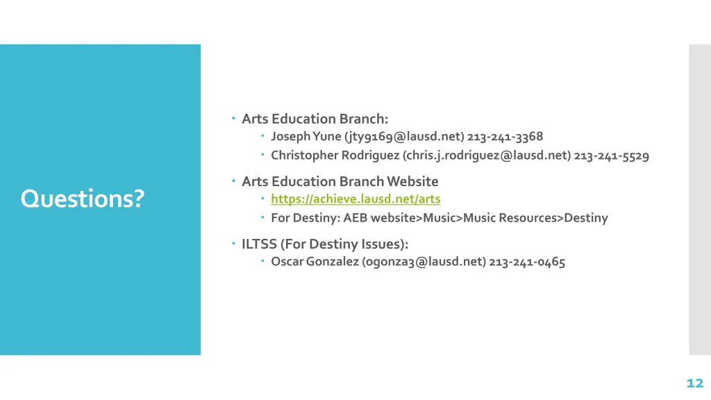 arts education branch joseph yune jty9169@lausd