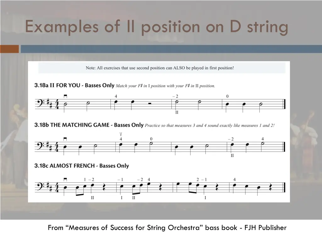 examples of ii position on d string