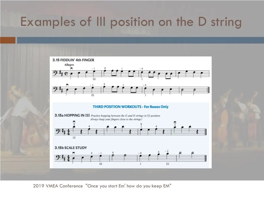 examples of iii position on the d string