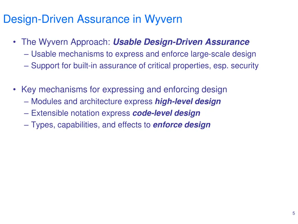 design driven assurance in wyvern