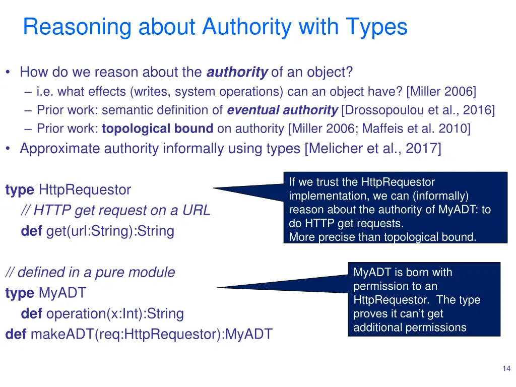 reasoning about authority with types