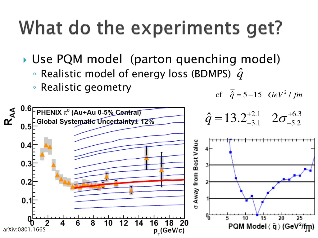 use pqm model parton quenching model realistic