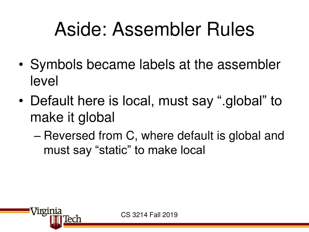 aside assembler rules