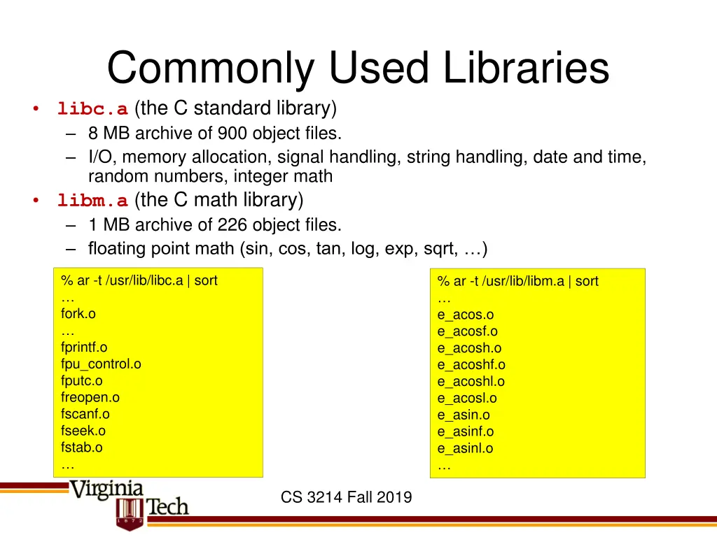 commonly used libraries libc a the c standard
