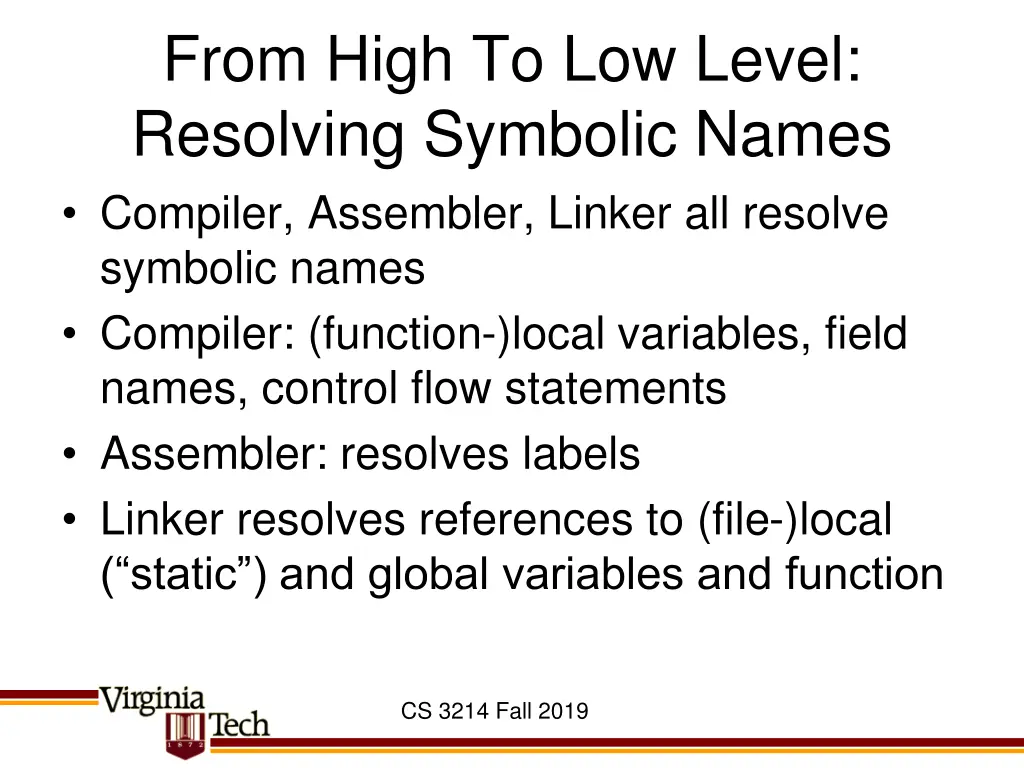 from high to low level resolving symbolic names