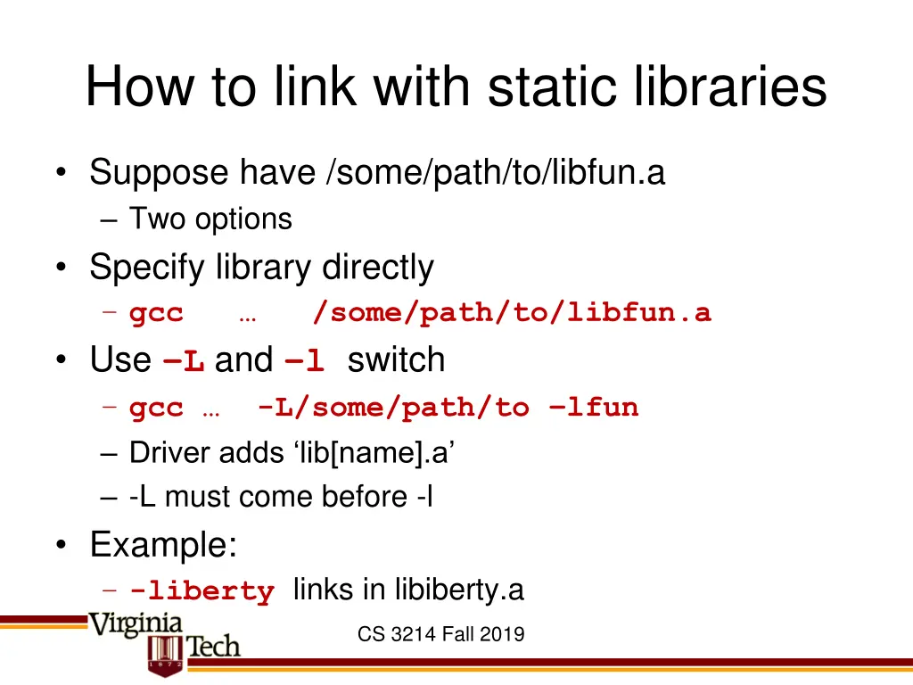 how to link with static libraries